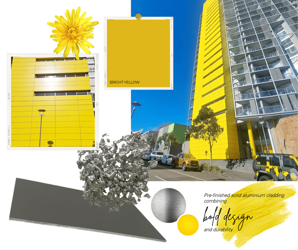 solid aluminium facade yellow