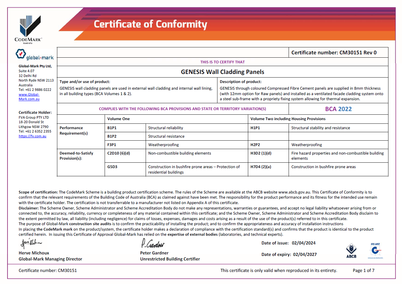 Genesis CodeMark Certificate Title
